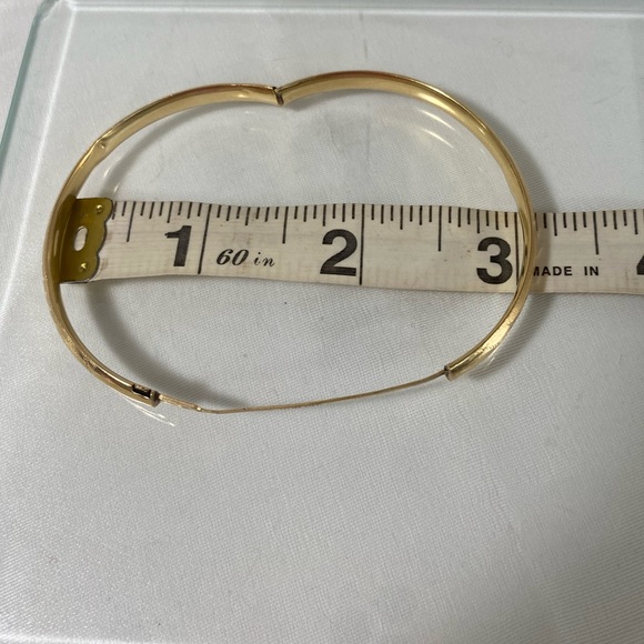 14K YELLOW GOLD vintage etched bangle bracelet REAL GOLD - Picture 12 of 17
